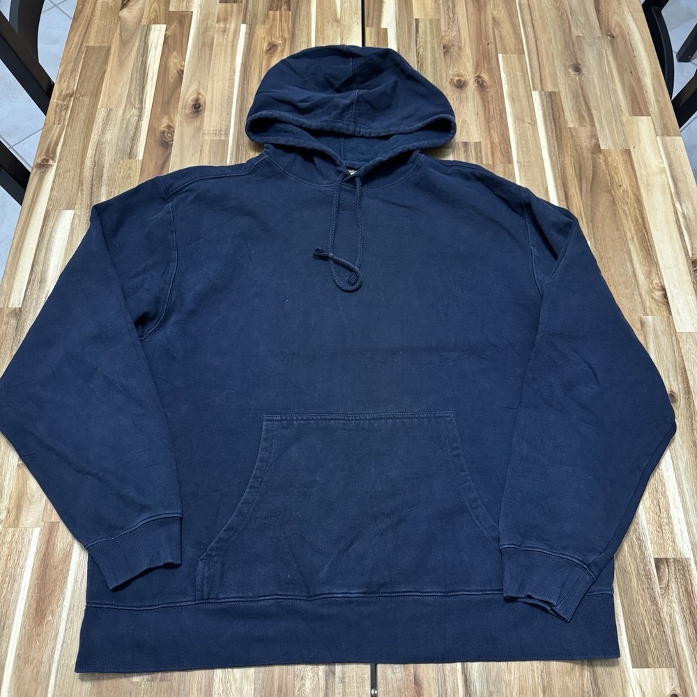 LL Bean Hoodie Mens L Reg Blue Washed Oversized Outdoor Sweatshirt Nature